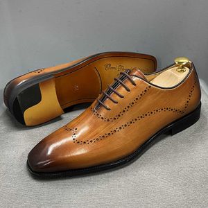 Anzugschuhe Größe Herren Oxford-Schuhe Wingtip echtes Kalbsleder Luxus