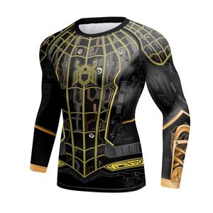 Men's T Shirts Style Mens Compression Quick Dry Polyester Spandex 3D Printed Sport Gym Fitness Rash Guard T-shirtMen's