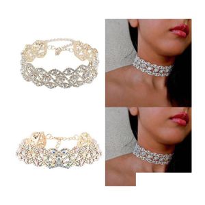 Chokers Women Crystal Rhinestone Colar Charklace Fl Diamond Collar Gothic Wedding Party Jewelry Drop Deliver