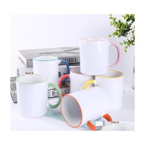 Mugs 320Ml Ceramic Blank Sublimation Mug Heat Transfer Mdf Handle Personality Diy Simple Coffee Cup 7 Colors Gift Supplies 610 V2 Dr Dhprv