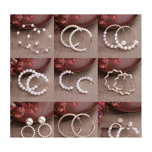 Dangle Kronleuchter Faux Pearl Hoop Drop Ohrringe Leichtes offenes großer Kreis Perlen Ohrring Gold Eleganter Hochzeit Schmuck DHS K156 DH45O