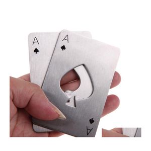 Apribottiglie in acciaio inossidabile Apribottiglie Birra Poker Carte da gioco di picche Soda Cap Bar Strumenti Accessori da cucina Goccia creativa Consegna Dhmsb