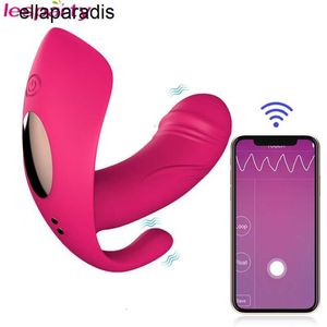 Sexspielzeug Massagegerät Tragen Sie einen Dildo mit Schmetterlingsvibrator für Paare über große Entfernungen App Drahtlose Fernbedienung Frauen vibrierendes Höschen