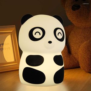 Luci notturne Cartoon Panda Led Light USB ricaricabile Morbido silicone Lampada che accarezza l'interruttore per i bambini Regalo per bambini Decorazione della camera da letto