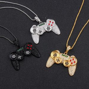 Chains Hip-hop Jewelry Game Console Handle Necklace Pendant Gold Chain Crystal Charms For Children Boys Gifts