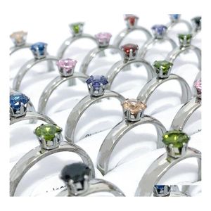 Couple Rings 30Pcs Sier Colour Rhinestone Mix Women Fashion Elegant Loves Gifts Verlobungring Jewelry Wholesale Drop Delivery Ring Dhu6W