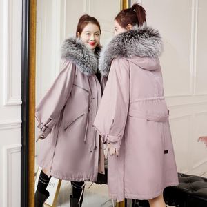 Women's Trench Coats Winter Jacket Women Fur Hood 2023 Long Detachable Lining Parka Coat Thick Double Warm Big Collar Hooded