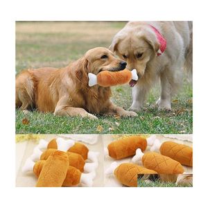 Hundespielzeug kaut Haustierkatze lustiges Fleece-Plüsch-Kauspielzeug mit Sound, passend für alle Haustiere, Hühnerbein, Wild, Drop-Lieferung, Hausgartenbedarf, Dhaqt