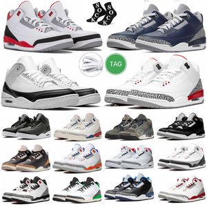 Casual Fire Red Mens Buesball Buty Kobiety Jumpman 3 3s ciemna Iris Pine Zielona kardynała pustynia Słoń Racer Blue Unc neapolitan Black Gold Sports Jordrqn