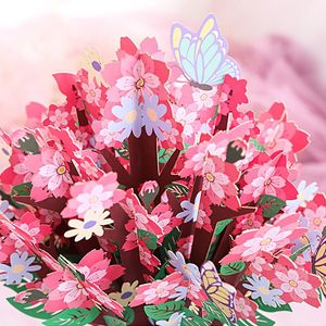 グリーティングカード3D -UP花の誕生日カード記念日ギフトはがきポストカードアジサイフラワーペーパー結婚式の招待状