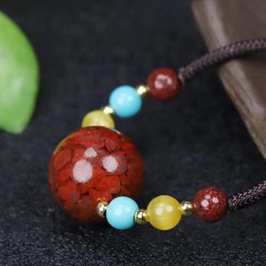H￤nge halsband boutique en varor naturlig cinnabar boll halsband sk￶nhet lycklig diy handgjorda fina smycken tillbeh￶r