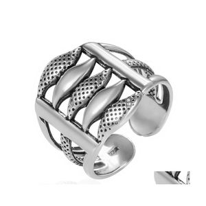 バンドリングヴィンテージビッグシエMtilayer Fish for Women Statement Jewelry Wedding Ring Retro Water Ripple調整可能なドロップ配信DHL3J