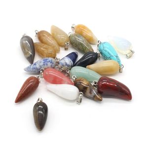 Hängen Natural Stone Olive Shape Polished Crystal Agate Mixed Charms för smycken Making Halsband Armband Drop Delivery AMQT1