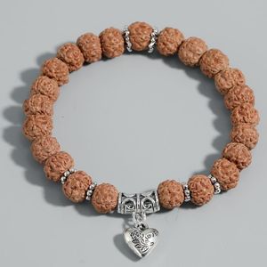 Strand 7mm Original Rudraksha Heart Mala Chakra Armband Yoga Healing Prayer Charm Women's Jewelry Beaded Wholesale Strands