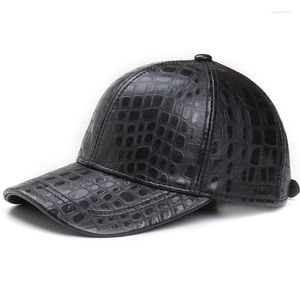 Ball Caps Herren Leder Baseball Cap Krokodil Mode Casual Hut Outdoor Schaffell Hüte