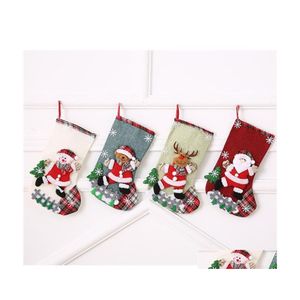 Decora￧￵es de Natal 4pcs Festival Criativo Bolsas de Candy Sacks Decorativa Saco de Presente Decorativo Partem