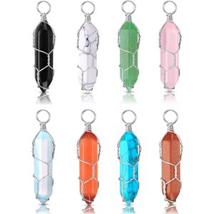 Pendants Hexagon Crystal Gemstone Chakra Healing Necklace Stone Charms Jewelry For Women Girls Drop Delivery Am04J