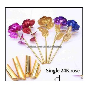 Gift Wrap Event Party Supplies Festive Home Garden 24K Gold Plated Rose With Love Holder Box Valentines Mothers Day Us Dipped Ship D Dh3Gz