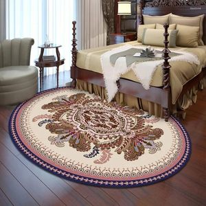 Mattor Europe Jacquard Rug Oval For Living Room Bedroom Decor Cotton Blomma mattan Tjock Hall Runners Studie Golvmatta Anti Slip