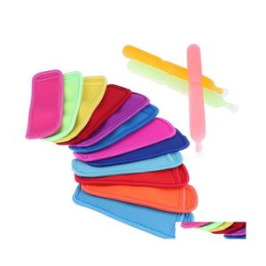 아이스크림 도구 18x6cm 컬러 네오프렌 아이스 캔디 홀더 zer icy pole lolly sleeve protector party supply 도구 드롭 배달 홈 dh3kh