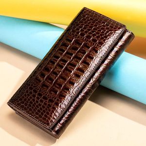 カードホルダーの女性ロング財布ビンテージホルダーマルチロット本革の財布携帯電話バッグカラーステッチコイン