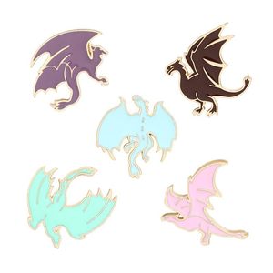 Broches pinos Hoseng Cartoon Dragon Flying Dragon Alloy Trendy Broche Blue Green Color Backpack Backpack Lapel Jóias Pin Gream para amigos HS_175