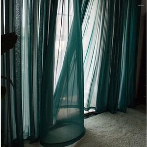 Gardin American Ink Green Gaze Bedroom Anti-Scratch Silk Super Soft Tjock Chiffon Sheer Curtain for Guest Restaurant
