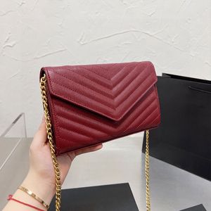 Trapuntatura Borsa a tracolla Catena Busta Portafoglio Borsa a tracolla Caviale Pelle bovina Borsa da donna Lettera in metallo dorato Hasp Plain Flap Borse sotto le ascelle Tasca interna con cerniera