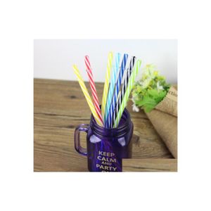 Drinking Straws Poly Plastic St Single Package Pvc Suction Tube Mti Color Stripe Lengthening Thickening Pipe Drop Delivery Home Gard Dhtkf