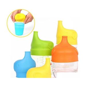 İçki Yazılımı Kapak Sile Sippy Kapaklar Çocuklar için Güvenlik Gerilebilir Sızdır Gözden Geçirme Bebek İçme Su Şişesi Kupası Aksesuarlar Damla Dhfjg