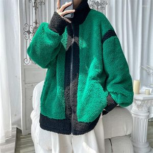 Giacche da uomo Giacca invernale in pile caldo Uomo Tendenze moda coreana Patchwork Streetwear Cappotti imbottiti antivento oversize per adolescenti Casual