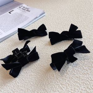 New Soft Solid Color Bow Barrette Ribbon Small Size Vintage Bowknot Hair Clips Fashion Temperament Hairpin Headwear Hair Accessory 1368