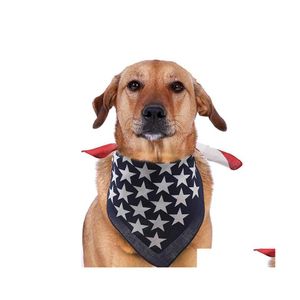 Dog Apparel Pet Cotton Bandana Scarf Adjustable Collar American Flag Independence Day Handkerchief Accessories Drop Delivery Home Ga Dhsm3