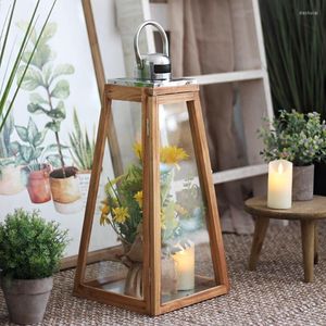 Candle Holders Hanging Large Wood Transparent Modern Centerpieces Glass Lantern Porte Bougie Home Accessories