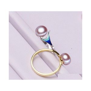 Solitari Ring S925 Sier Mermaid Tail Pearl for Women Regolable con Obcate Fishtail 89mm Natural Jewelry Can Dlenge Delivery Dhrei Dhrei