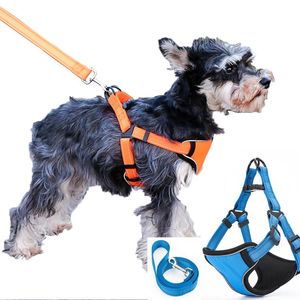 Dog Collars & Leashes Harness Leash Rope Set Adjustable Dogs Chest Back Traction Puppy Pet Durable Outdoor Walking Chain BeltDog