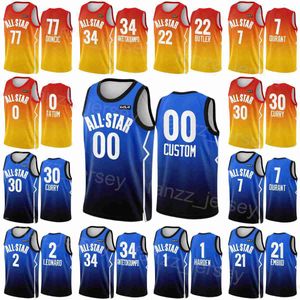 Jeu de maillot All-Star Basketball 2023 sérigraphié Stephen Curry 30 Luka Doncic 77 Ja Morant 12 Shai Gilgeous-Alexander 2 Klay Thompson 11 Russell Westbrook 0 Shirt