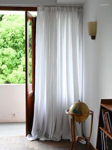 カーテンリネンカーテンホワイトウィンドウデザイナーベッドルームリビングルームの装飾のための日本のソリッド