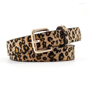 Belts Women Fashion Sexy Leopard Pin Buckle Belt Horse Hair PU Leather Strap Jeans Trousers Pants Decorative Waistband Accessory