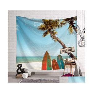 Handduk Summer Square Beach 100 Sun Proof Polyester Tapestry 200x150cm Eesteticism Dekorativ väggmattan Track med upphängning Dhint