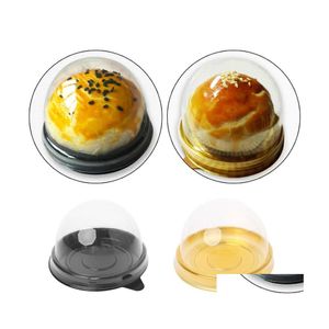 Scatole di imballaggio 50Pcs Mini contenitori rotondi per torte Vassoi per scatole di imballaggio Porta bomboniere Bomboniere 50G100G Mooncake Tuorlo d'uovo Titolari D Dhtte