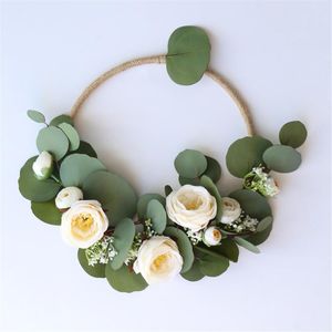 Hochzeitsblumen SESTHFAR Reifenstrauß Brautkranz Brautjungferngeschenk Grüner Eukalyptus Brautblumenwand