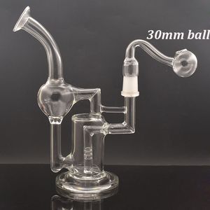 8 inç mini dab kuleleri cam yağ kuleleri geri dönüşümlü bong çift namlu süzücü, 14mm eklem cam yağ brülör borusu ile sigara içme su borusu