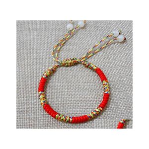 Catena a maglie King Kong Nodo Bracciale in corda rossa intrecciata a mano Braccialetti gioielli etnici retrò colorati con consegna a goccia Dhcp7