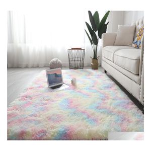 Dywany kolorowe dywany do sypialni podłoga tęczowa puszysta dywan dla dzieci dziewczęta dywan salon uroczy obszar pluszowy kudłaty nordyc nowoczesny dom dec dhbec