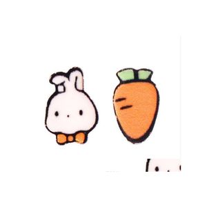 Stud asimmetrico carota orecchio di coniglio per le donne ragazze adorabile animale del fumetto borchie orecchini lega sier colore carino bambino orecchino goccia deli dhulh