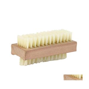 Spazzole da bagno Spugne Lavapavimenti Spazzole per pulizia a due lati Mani Mas Nails Legno massello Liscio Comodo Spazzola portatile per la casa F Dhp5A