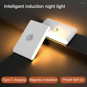 Nattljus LED-skåp Ljus Mänsklig intelligent induktion Typ-C Matande ögonskyddslampa Korridor Bedsid Sensor