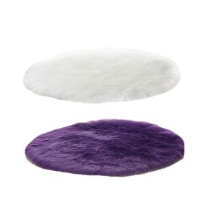 Carpets Promotion! 2Pcs Faux Sheepskin Wool Carpet 30 X Cm Fluffy Soft Longhair Decorative Cushion Chair Sofa Mat Round - Whit