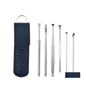 Kulak Bakımı Tedarik 6 PCS Temizleyici Balmumu Seçicileri Earpick Remover Curette Pick Kit Kaşık Temiz Alet Bırakma Sağlığı Güzellik Dhbth